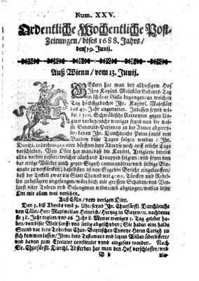 Ordentliche wochentliche Post-Zeitungen Samstag 19. Juni 1688