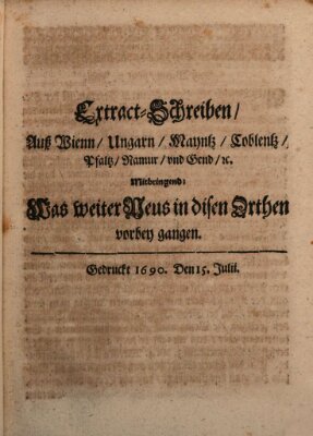 Mercurii Relation, oder wochentliche Reichs Ordinari Zeitungen, von underschidlichen Orthen (Süddeutsche Presse) Samstag 15. Juli 1690