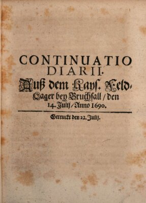 Ordentliche wochentliche Post-Zeitungen Samstag 22. Juli 1690