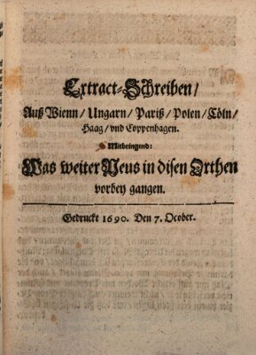 Mercurii Relation, oder wochentliche Reichs Ordinari Zeitungen, von underschidlichen Orthen (Süddeutsche Presse) Samstag 7. Oktober 1690