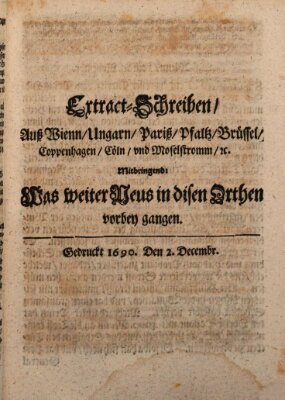 Mercurii Relation, oder wochentliche Reichs Ordinari Zeitungen, von underschidlichen Orthen (Süddeutsche Presse) Samstag 2. Dezember 1690