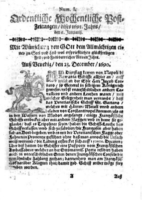 Ordentliche wochentliche Post-Zeitungen Samstag 6. Januar 1691