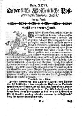 Ordentliche wochentliche Post-Zeitungen Samstag 30. Juni 1691