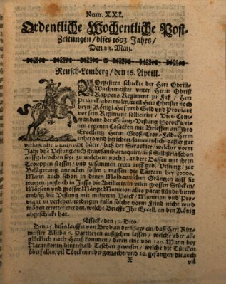 Ordentliche wochentliche Post-Zeitungen Samstag 23. Mai 1693