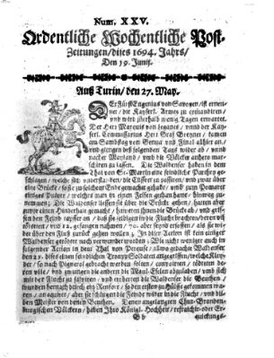 Ordentliche wochentliche Post-Zeitungen Samstag 19. Juni 1694