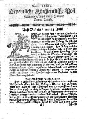 Ordentliche wochentliche Post-Zeitungen Samstag 21. August 1694