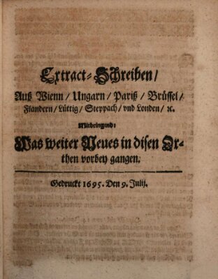 Mercurii Relation, oder wochentliche Reichs Ordinari Zeitungen, von underschidlichen Orthen (Süddeutsche Presse) Samstag 9. Juli 1695