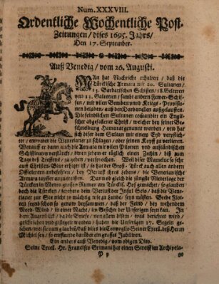 Ordentliche wochentliche Post-Zeitungen Samstag 17. September 1695