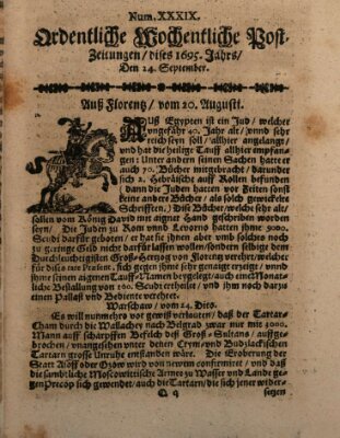 Ordentliche wochentliche Post-Zeitungen Samstag 24. September 1695