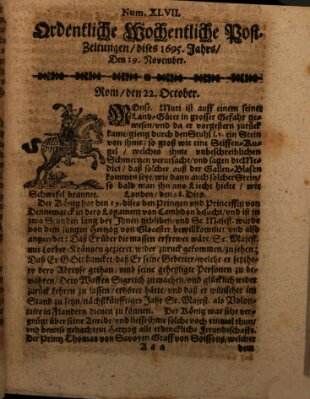 Ordentliche wochentliche Post-Zeitungen Samstag 19. November 1695