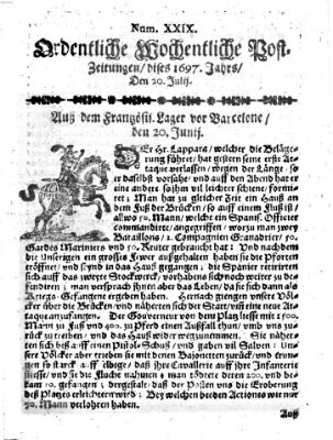 Ordentliche wochentliche Post-Zeitungen Samstag 20. Juli 1697