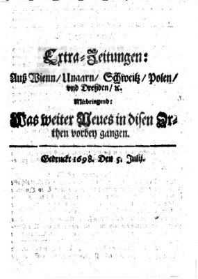 Mercurii Relation, oder wochentliche Reichs Ordinari Zeitungen, von underschidlichen Orthen (Süddeutsche Presse) Samstag 5. Juli 1698