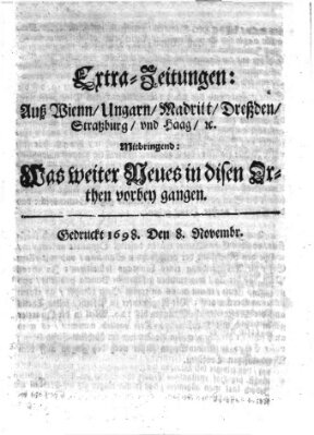 Mercurii Relation, oder wochentliche Reichs Ordinari Zeitungen, von underschidlichen Orthen (Süddeutsche Presse) Samstag 8. November 1698