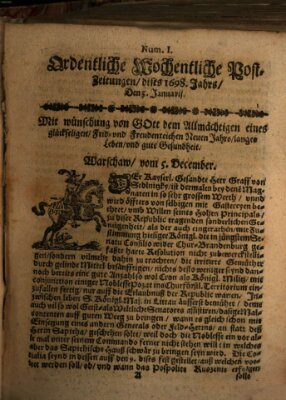 Ordentliche wochentliche Post-Zeitungen Freitag 3. Januar 1698