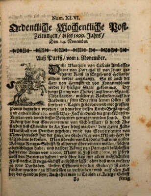 Ordentliche wochentliche Post-Zeitungen Samstag 14. November 1699