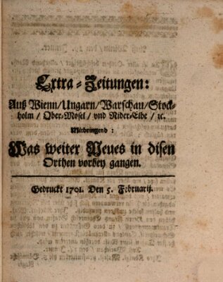 Mercurii Relation, oder wochentliche Reichs Ordinari Zeitungen, von underschidlichen Orthen (Süddeutsche Presse) Samstag 5. Februar 1701