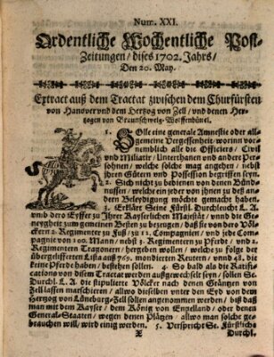 Ordentliche wochentliche Post-Zeitungen Samstag 20. Mai 1702