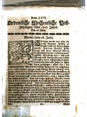 Ordentliche wochentliche Post-Zeitungen Samstag 26. Juni 1717