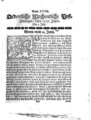 Ordentliche wochentliche Post-Zeitungen Samstag 3. Juli 1717