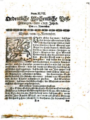 Ordentliche wochentliche Post-Zeitungen Sonntag 21. November 1717
