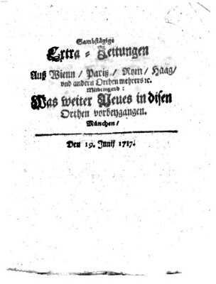 Mercurii Relation, oder wochentliche Ordinari Zeitungen von underschidlichen Orthen (Süddeutsche Presse) Samstag 19. Juni 1717