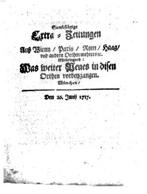 Mercurii Relation, oder wochentliche Ordinari Zeitungen von underschidlichen Orthen (Süddeutsche Presse) Samstag 26. Juni 1717