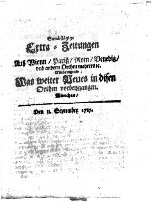 Mercurii Relation, oder wochentliche Ordinari Zeitungen von underschidlichen Orthen (Süddeutsche Presse) Samstag 11. September 1717