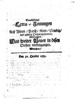 Mercurii Relation, oder wochentliche Ordinari Zeitungen von underschidlichen Orthen (Süddeutsche Presse) Samstag 30. Oktober 1717