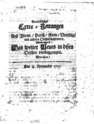 Mercurii Relation, oder wochentliche Ordinari Zeitungen von underschidlichen Orthen (Süddeutsche Presse) Samstag 13. November 1717