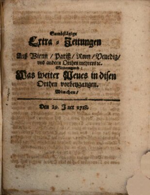 Mercurii Relation, oder wochentliche Ordinari Zeitungen von underschidlichen Orthen (Süddeutsche Presse) Samstag 29. Januar 1718