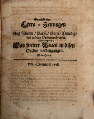 Mercurii Relation, oder wochentliche Ordinari Zeitungen von underschidlichen Orthen (Süddeutsche Presse) Samstag 5. Februar 1718