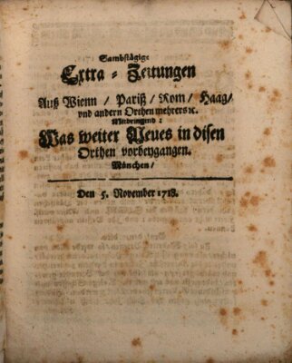 Mercurii Relation, oder wochentliche Ordinari Zeitungen von underschidlichen Orthen (Süddeutsche Presse) Samstag 5. November 1718