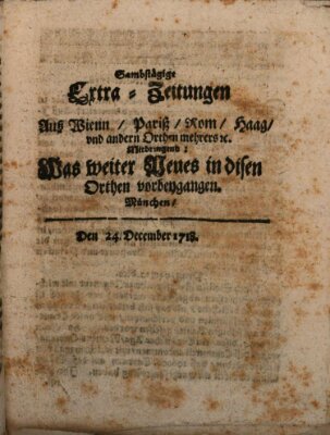 Mercurii Relation, oder wochentliche Ordinari Zeitungen von underschidlichen Orthen (Süddeutsche Presse) Samstag 24. Dezember 1718