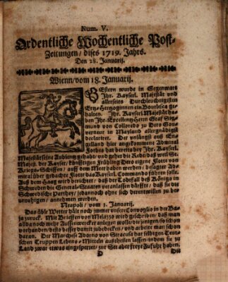 Ordentliche wochentliche Post-Zeitungen Samstag 28. Januar 1719