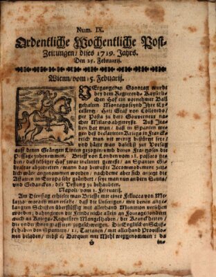 Ordentliche wochentliche Post-Zeitungen Samstag 25. Februar 1719