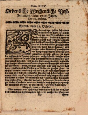 Ordentliche wochentliche Post-Zeitungen Samstag 28. Oktober 1719