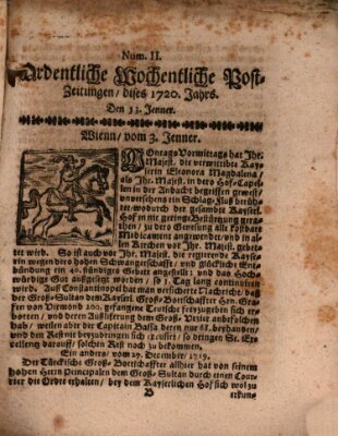 Ordentliche wochentliche Post-Zeitungen Samstag 13. Januar 1720