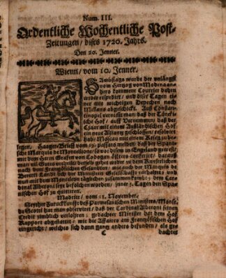 Ordentliche wochentliche Post-Zeitungen Samstag 20. Januar 1720