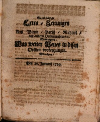 Mercurii Relation, oder wochentliche Ordinari Zeitungen von underschidlichen Orthen (Süddeutsche Presse) Samstag 20. Januar 1720