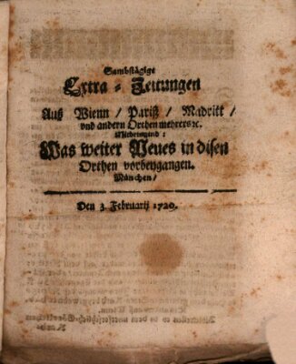 Mercurii Relation, oder wochentliche Ordinari Zeitungen von underschidlichen Orthen (Süddeutsche Presse) Samstag 3. Februar 1720