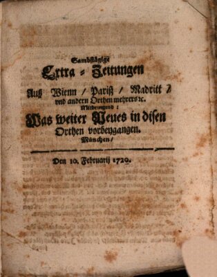 Mercurii Relation, oder wochentliche Ordinari Zeitungen von underschidlichen Orthen (Süddeutsche Presse) Samstag 10. Februar 1720