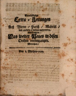 Mercurii Relation, oder wochentliche Ordinari Zeitungen von underschidlichen Orthen (Süddeutsche Presse) Samstag 2. März 1720