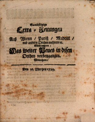 Mercurii Relation, oder wochentliche Ordinari Zeitungen von underschidlichen Orthen (Süddeutsche Presse) Samstag 16. März 1720