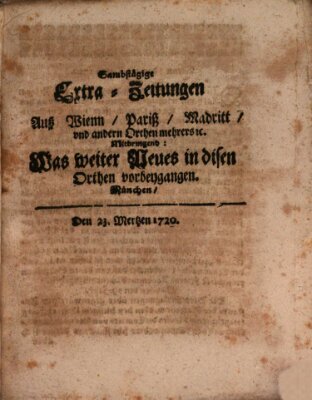 Mercurii Relation, oder wochentliche Ordinari Zeitungen von underschidlichen Orthen (Süddeutsche Presse) Samstag 23. März 1720