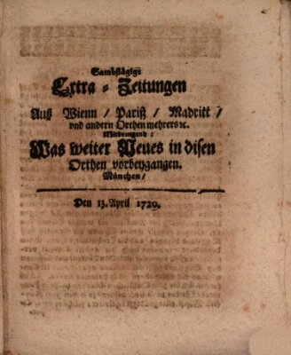 Mercurii Relation, oder wochentliche Ordinari Zeitungen von underschidlichen Orthen (Süddeutsche Presse) Samstag 13. April 1720