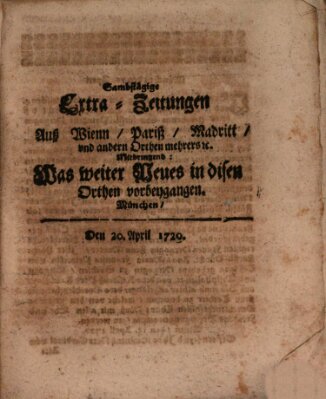 Mercurii Relation, oder wochentliche Ordinari Zeitungen von underschidlichen Orthen (Süddeutsche Presse) Samstag 20. April 1720