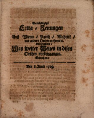 Mercurii Relation, oder wochentliche Ordinari Zeitungen von underschidlichen Orthen (Süddeutsche Presse) Samstag 8. Juni 1720