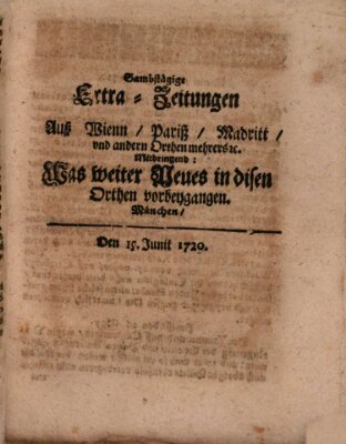 Mercurii Relation, oder wochentliche Ordinari Zeitungen von underschidlichen Orthen (Süddeutsche Presse) Samstag 15. Juni 1720