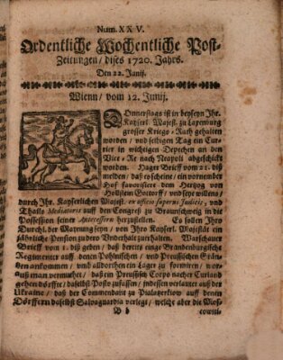 Ordentliche wochentliche Post-Zeitungen Samstag 22. Juni 1720