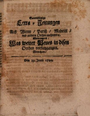 Mercurii Relation, oder wochentliche Ordinari Zeitungen von underschidlichen Orthen (Süddeutsche Presse) Samstag 29. Juni 1720